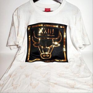 Michael Jordan Victorious XXlll Chicago Bulls Raised Gold Foil men shirt. Size M